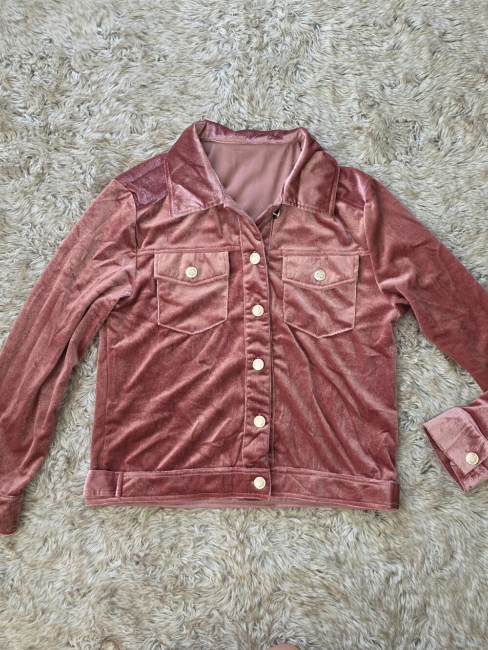 Unbranded Velvet Button-Front Shacket in Rose Pink Women's Size Medium